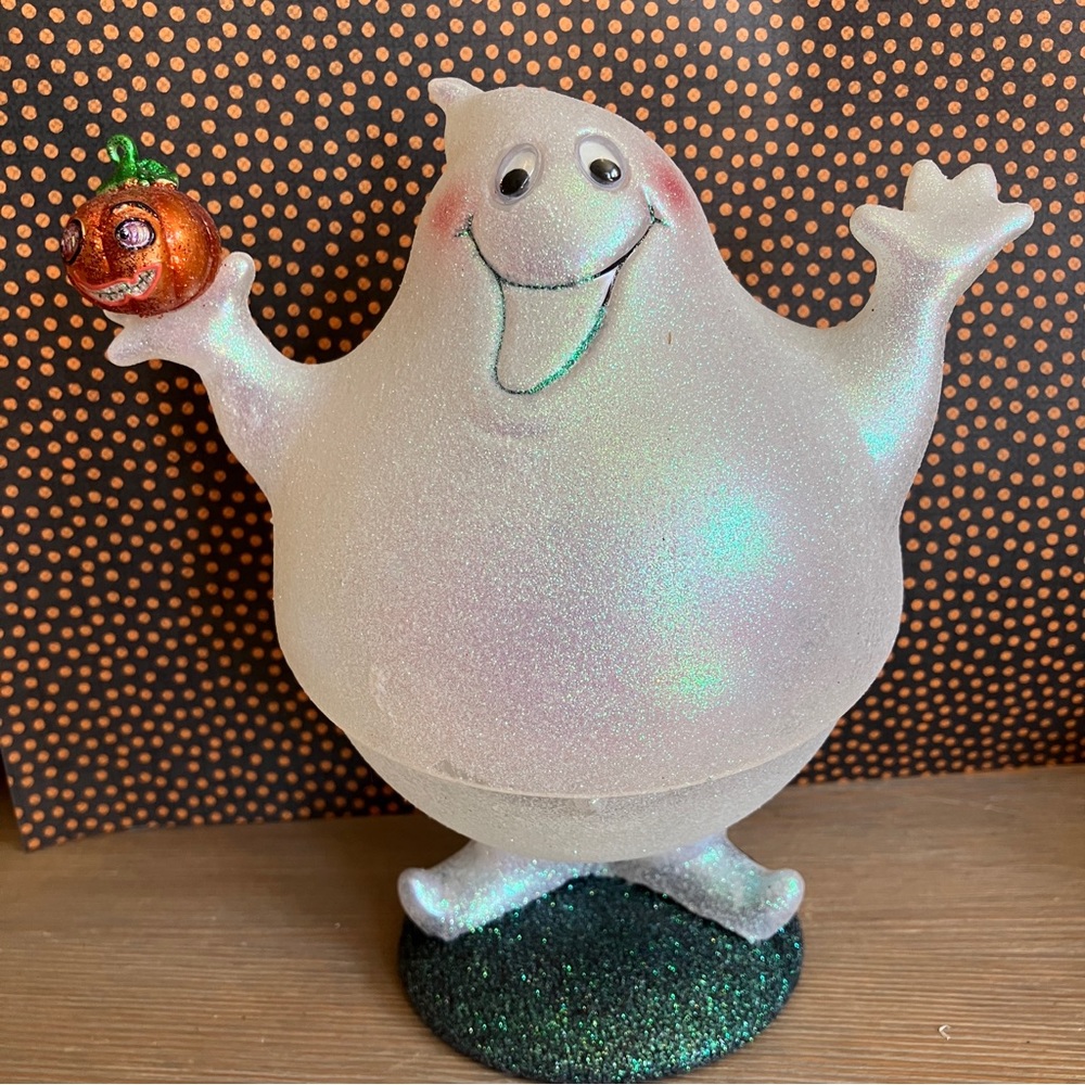 Dept 56 35761 Fright Flips Halloween candy bowl ghost glitter decor